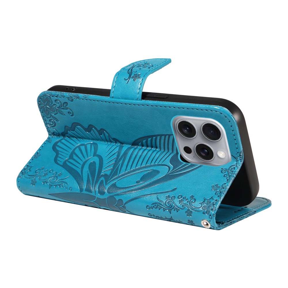  iPhone 16 Pro Max Fodral Fjäril Tryck Blå