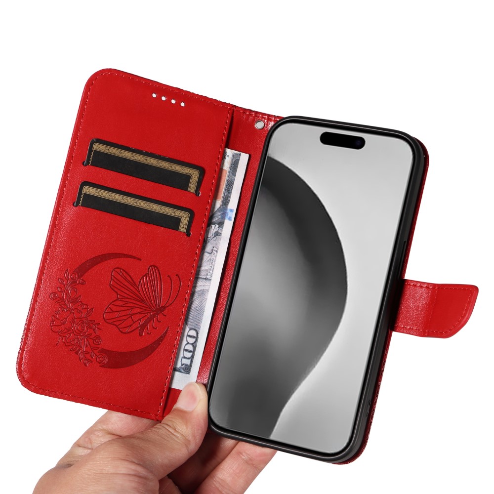  iPhone 16 Pro Max Fodral Fjäril Tryck Röd