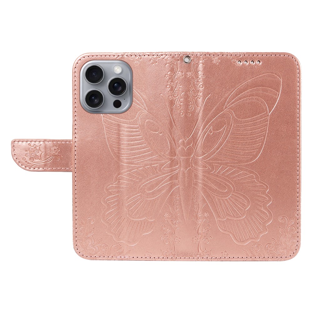  iPhone 16 Pro Max Fodral Fjäril Tryck Roséguld