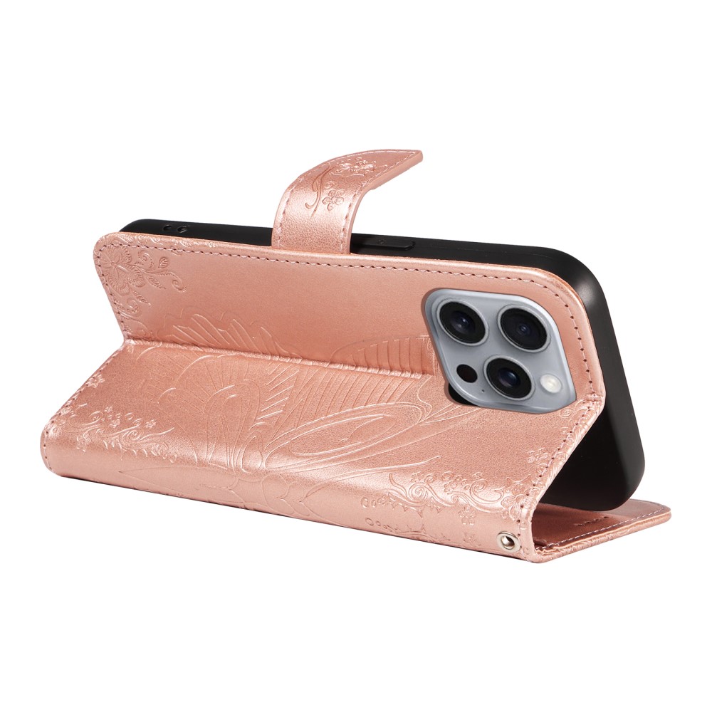  iPhone 16 Pro Max Fodral Fjäril Tryck Roséguld