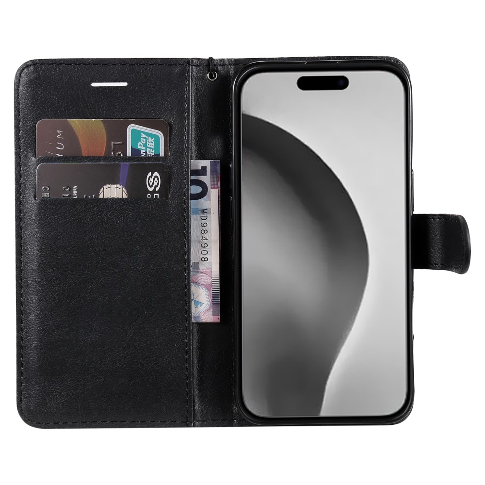  iPhone 16 Pro Max Fodral Läder Svart