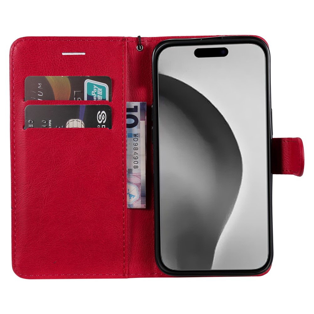  iPhone 16 Pro Max Fodral Läder Röd