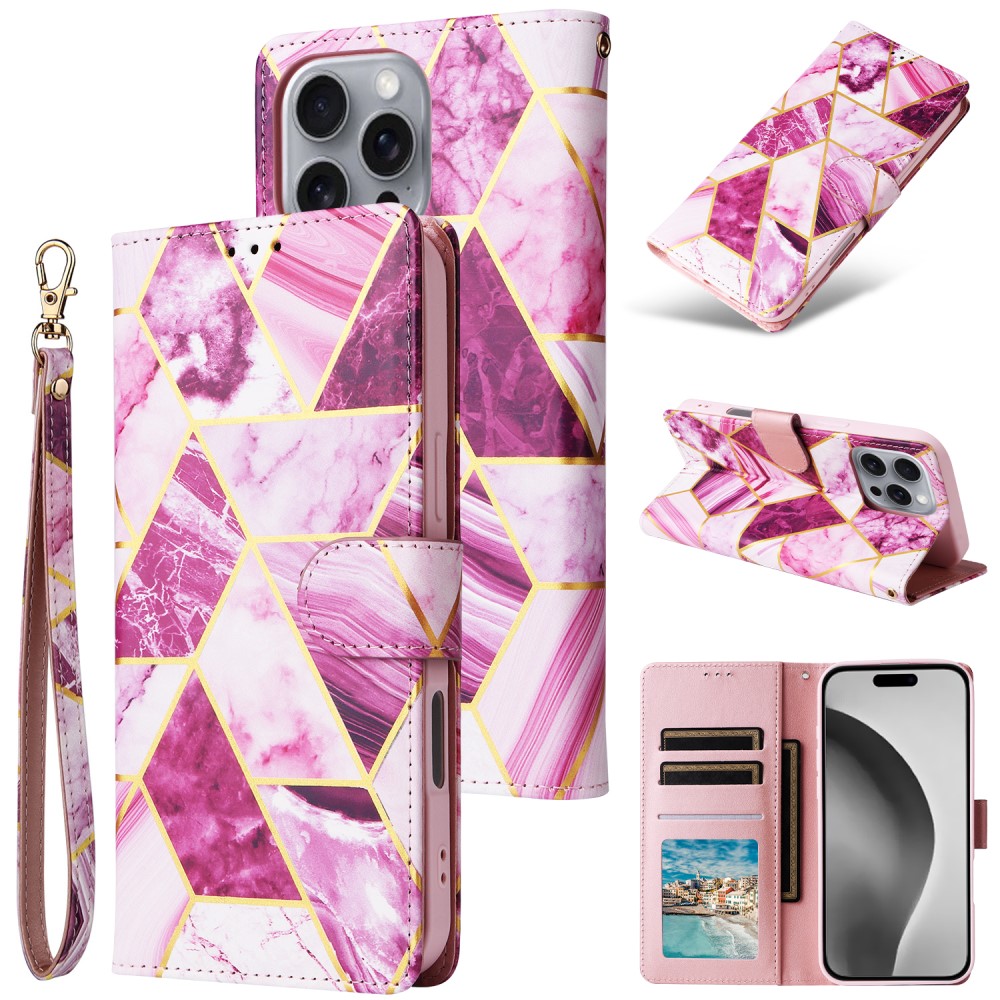  iPhone 16 Pro Max Fodral Marmor Tryck Rosa