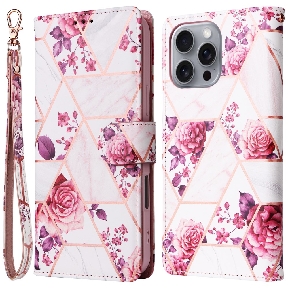 iPhone 16 Pro Max Fodral Marmor Tryck Rosa