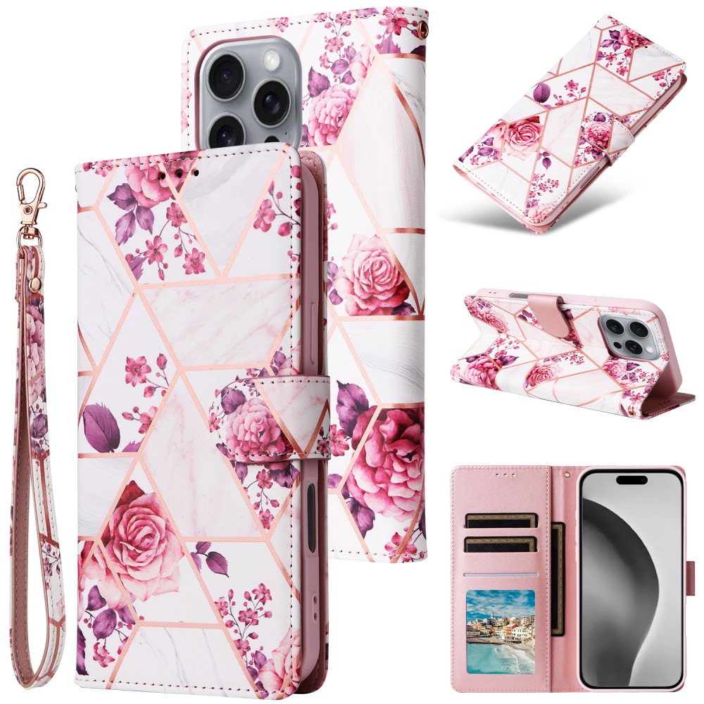  iPhone 16 Pro Max Fodral Marmor Tryck Rosa