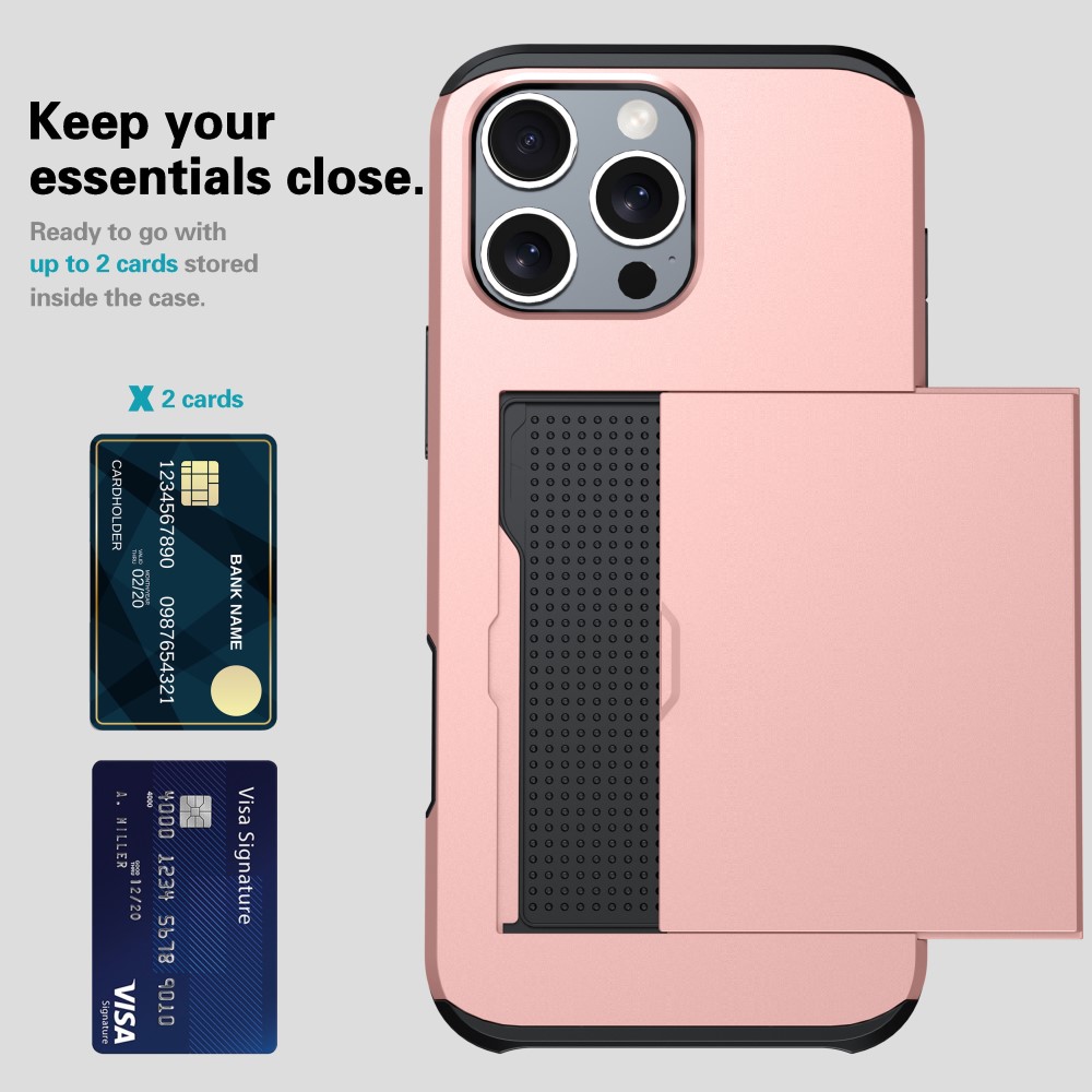  iPhone 16 Pro Max Skal Hybrid Kortfack Roséguld