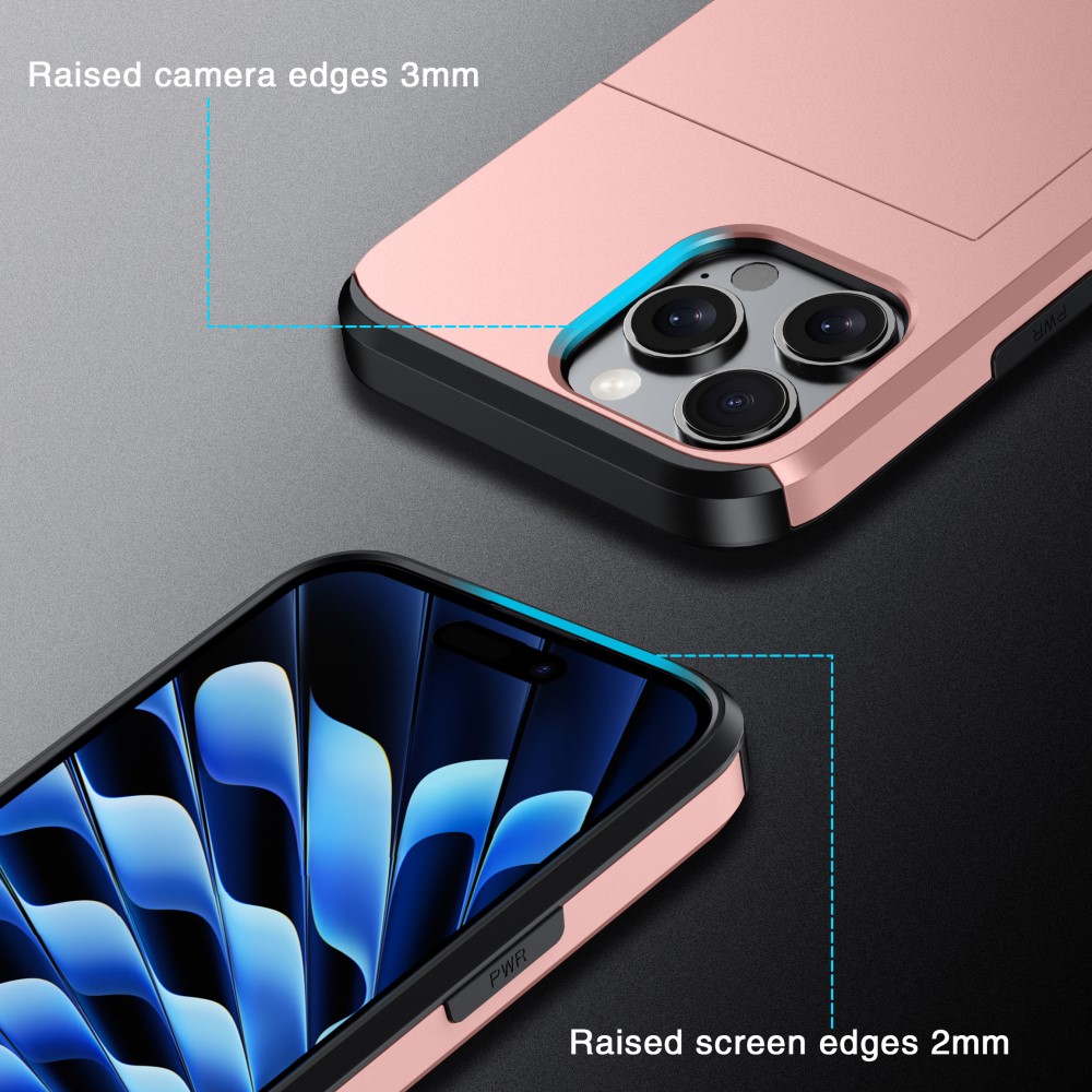  iPhone 16 Pro Max Skal Hybrid Kortfack Roséguld