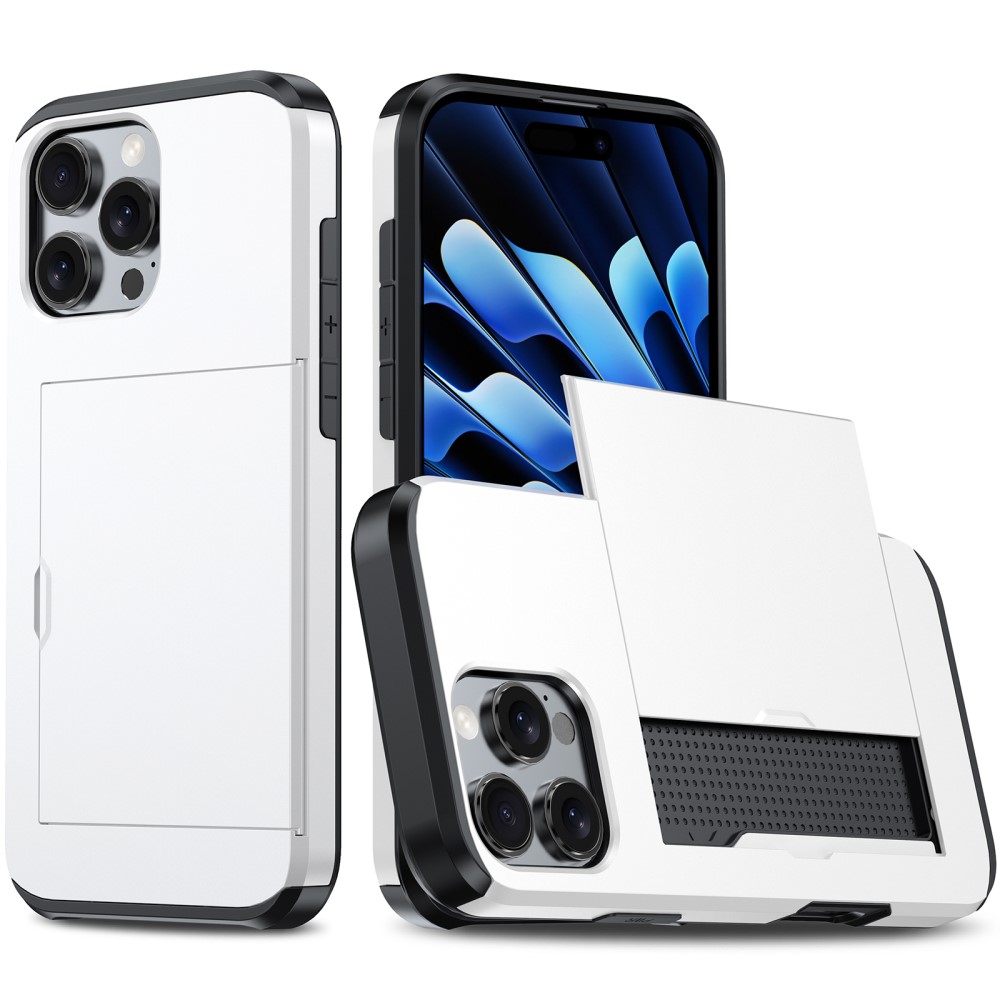  iPhone 16 Pro Max Skal Hybrid Kortfack Vit