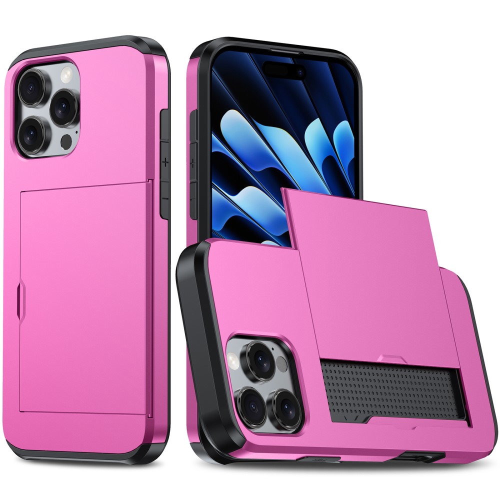  iPhone 16 Pro Max Skal Hybrid Kortfack Rosa