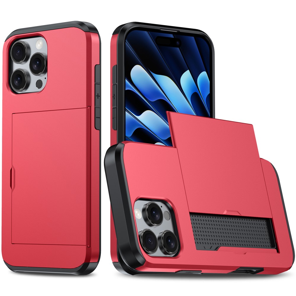  iPhone 16 Pro Max Skal Hybrid Kortfack Röd