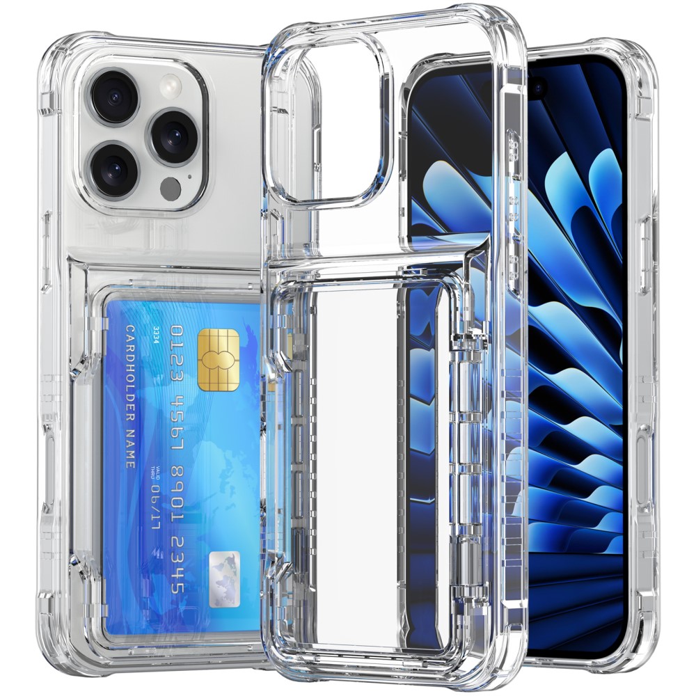  iPhone 16 Pro Max Skal Kickstand Med Kortfack Transparent
