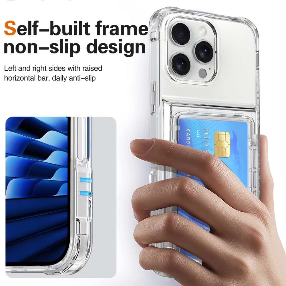  iPhone 16 Pro Max Skal Kickstand Med Kortfack Transparent