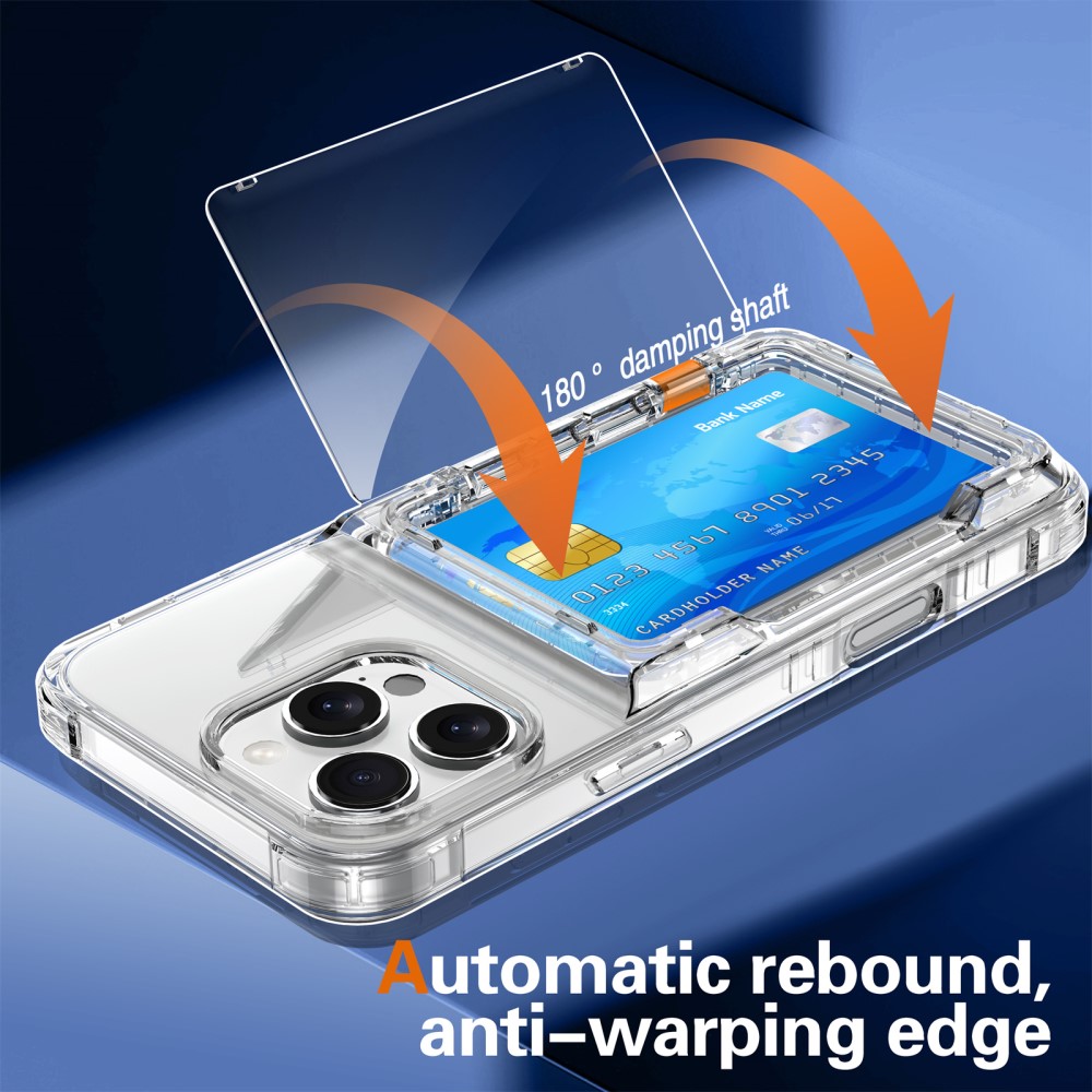  iPhone 16 Pro Max Skal Kickstand Med Kortfack Transparent