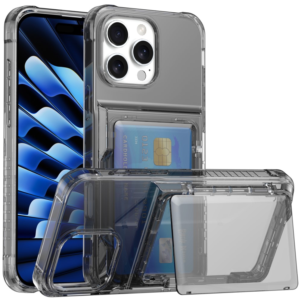  iPhone 16 Pro Max Skal Kickstand Med Kortfack Tonad Svart