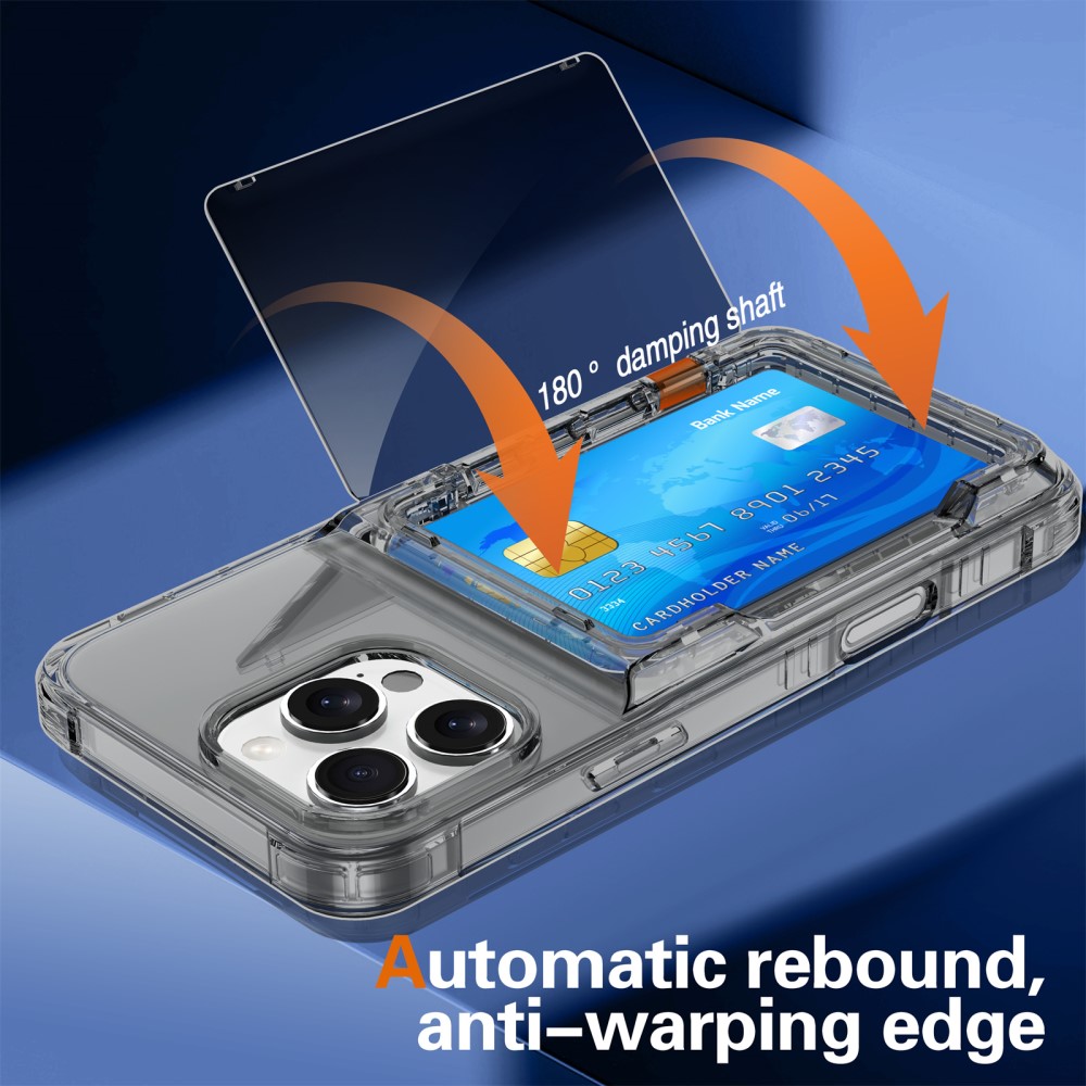  iPhone 16 Pro Max Skal Kickstand Med Kortfack Tonad Svart