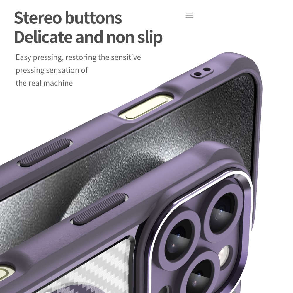  iPhone 16 Pro Max Skal MagSafe Hybrid Kolfiber Textur Lila