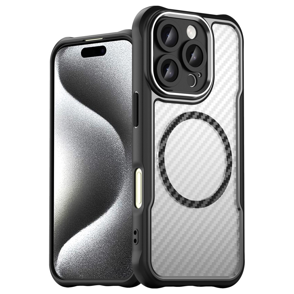  iPhone 16 Pro Max Skal MagSafe Hybrid Kolfiber Textur Svart