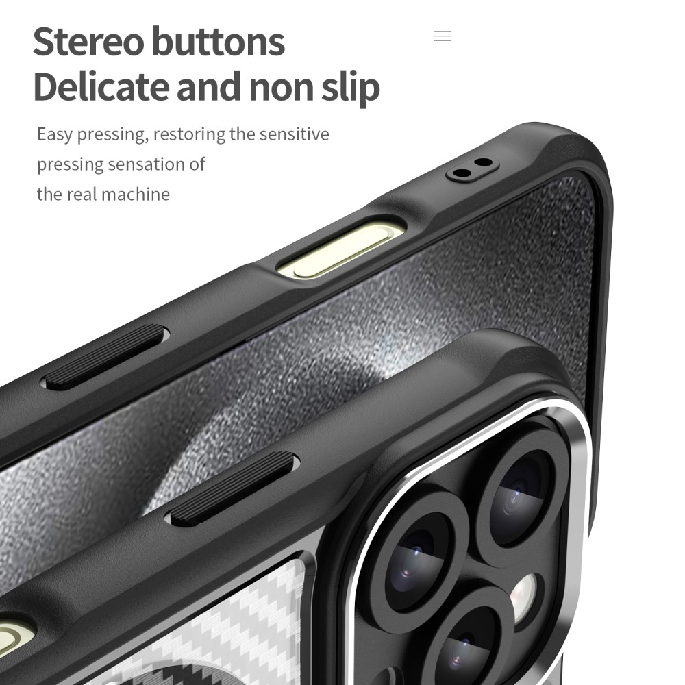  iPhone 16 Pro Max Skal MagSafe Hybrid Kolfiber Textur Svart