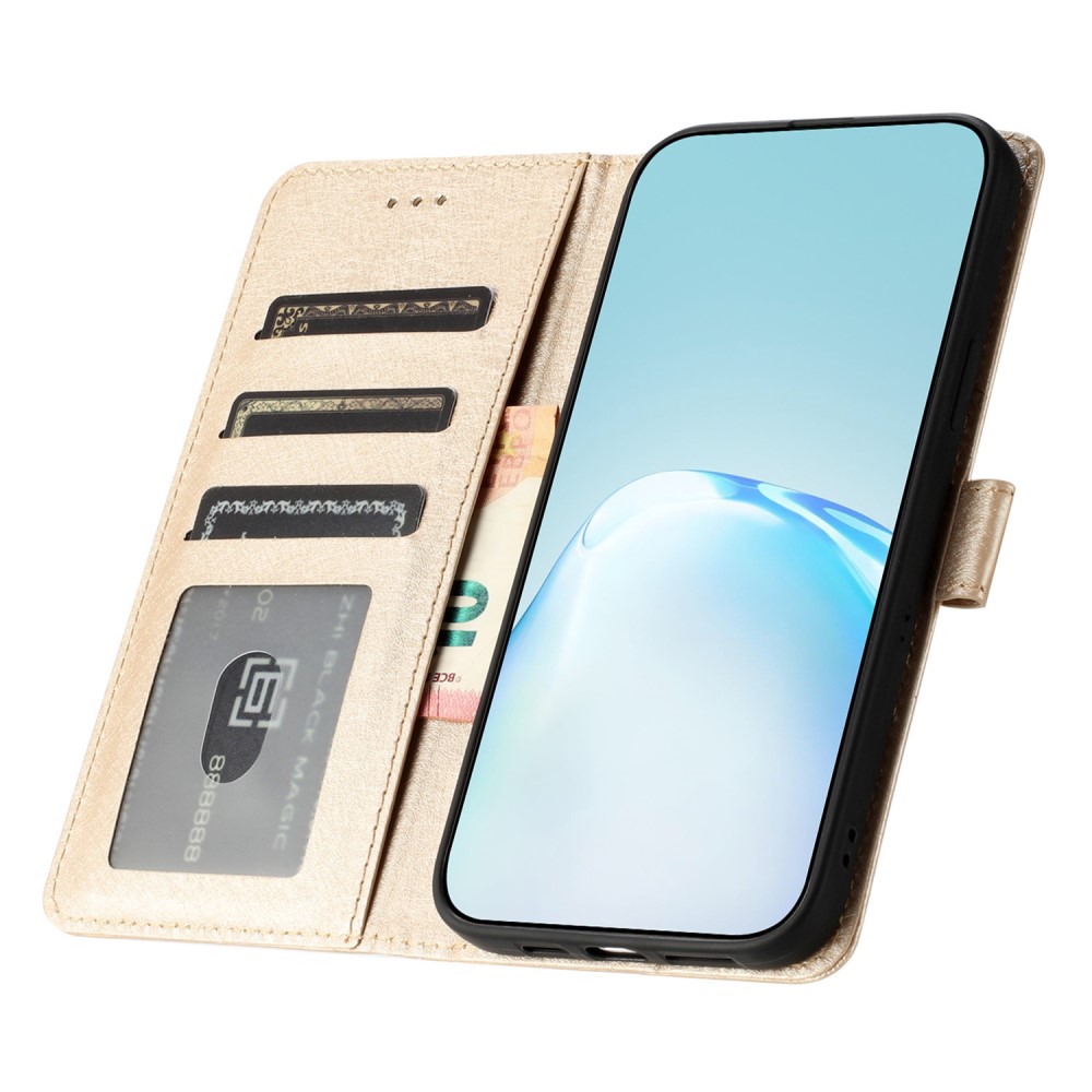  iPhone 16 Pro Max Fodral Silk Textur Med Snodd Guld
