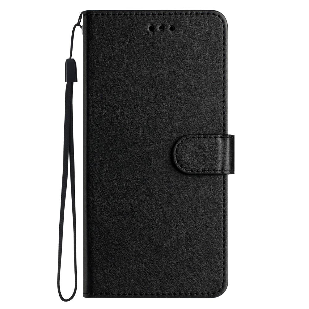  iPhone 16 Pro Max Fodral Silk Textur Med Snodd Svart