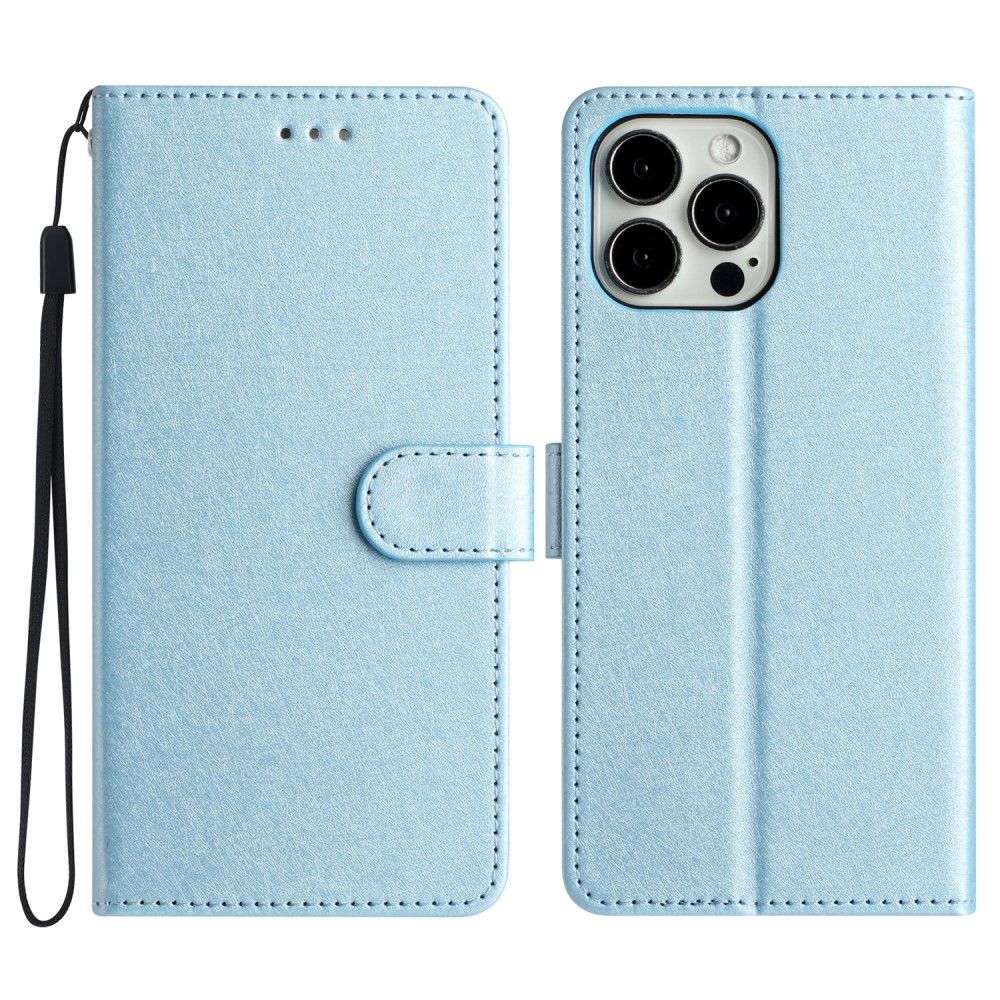  iPhone 16 Pro Max Fodral Silk Textur Med Snodd Ljus Blå