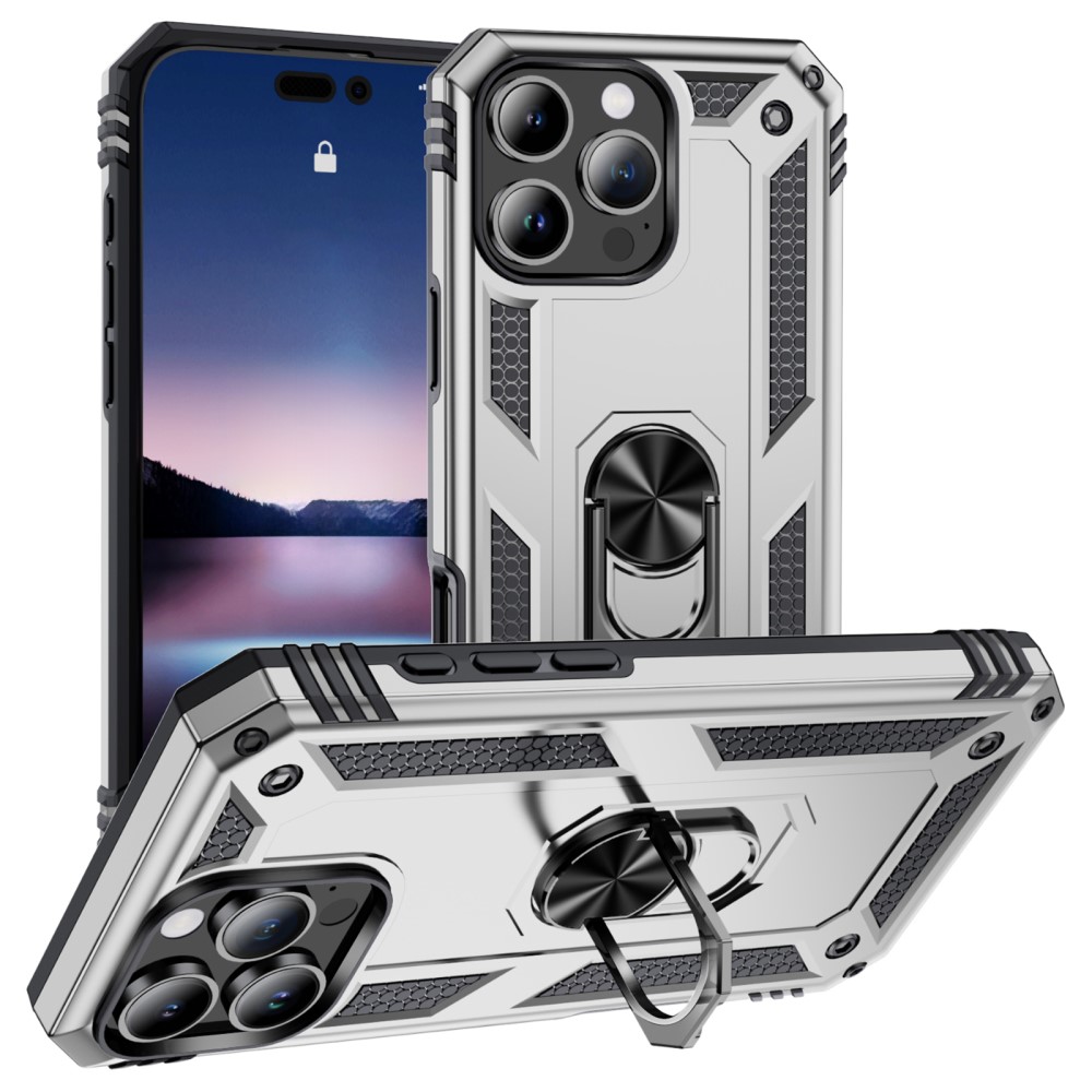  iPhone 16 Pro Max Skal Shockproof Hybrid Ring Silver