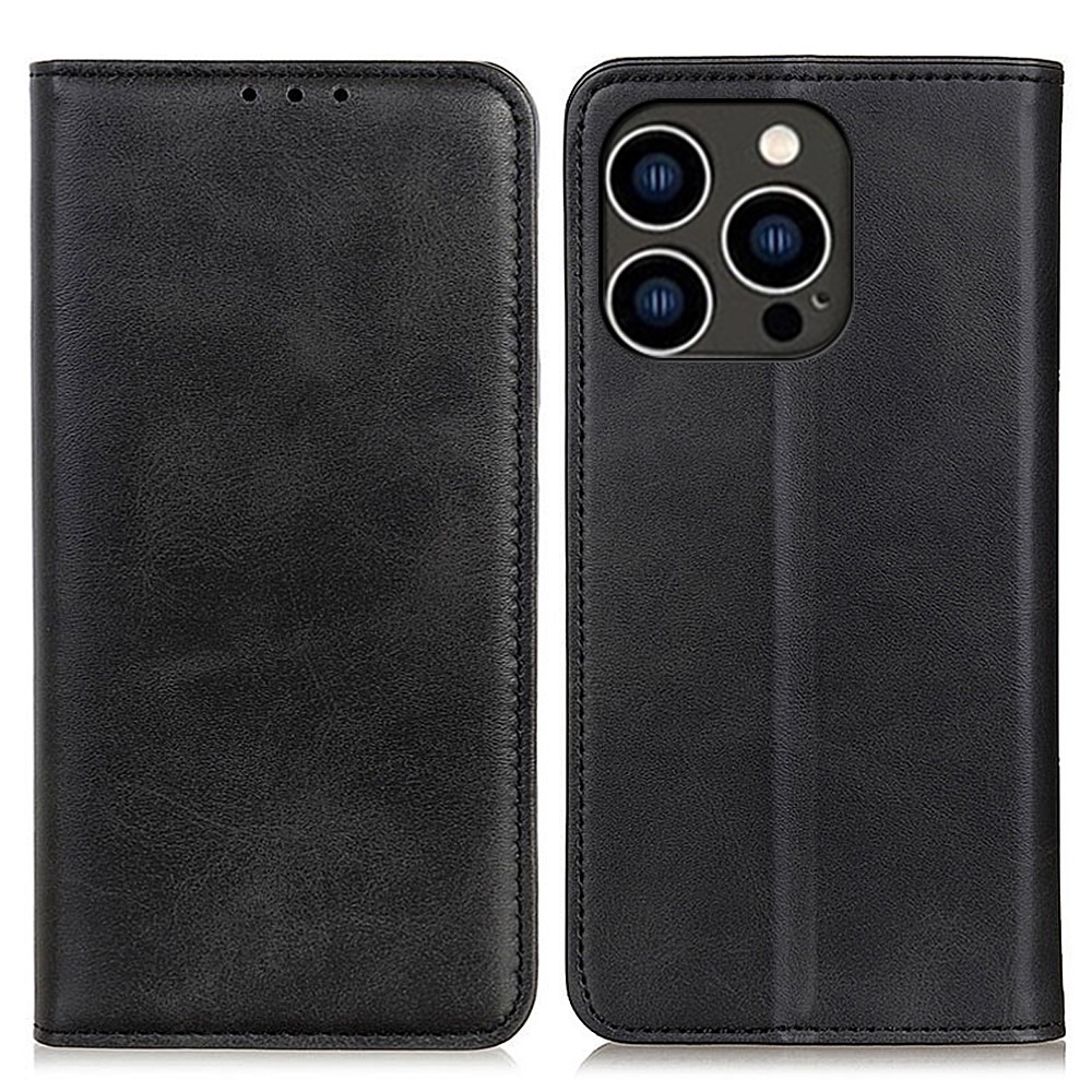  iPhone 16 Pro Max Fodral Läder Flip Svart