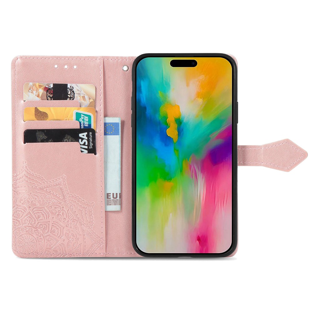 iPhone 16 Pro Max Fodral Mandala Läder Roséguld