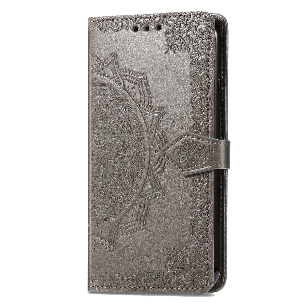  iPhone 16 Pro Max Fodral Mandala Läder Grå