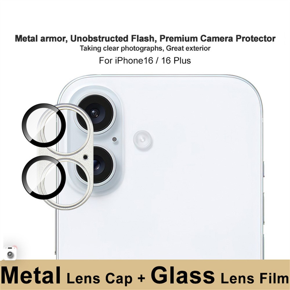 IMAK IMAK iPhone 16/16 Plus Linsskydd Silver