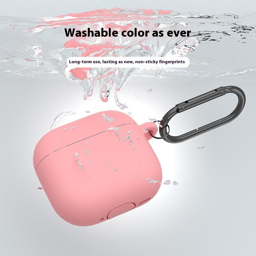  AirPods 4 Skal Med Karbinhake Silikon Ljus Rosa