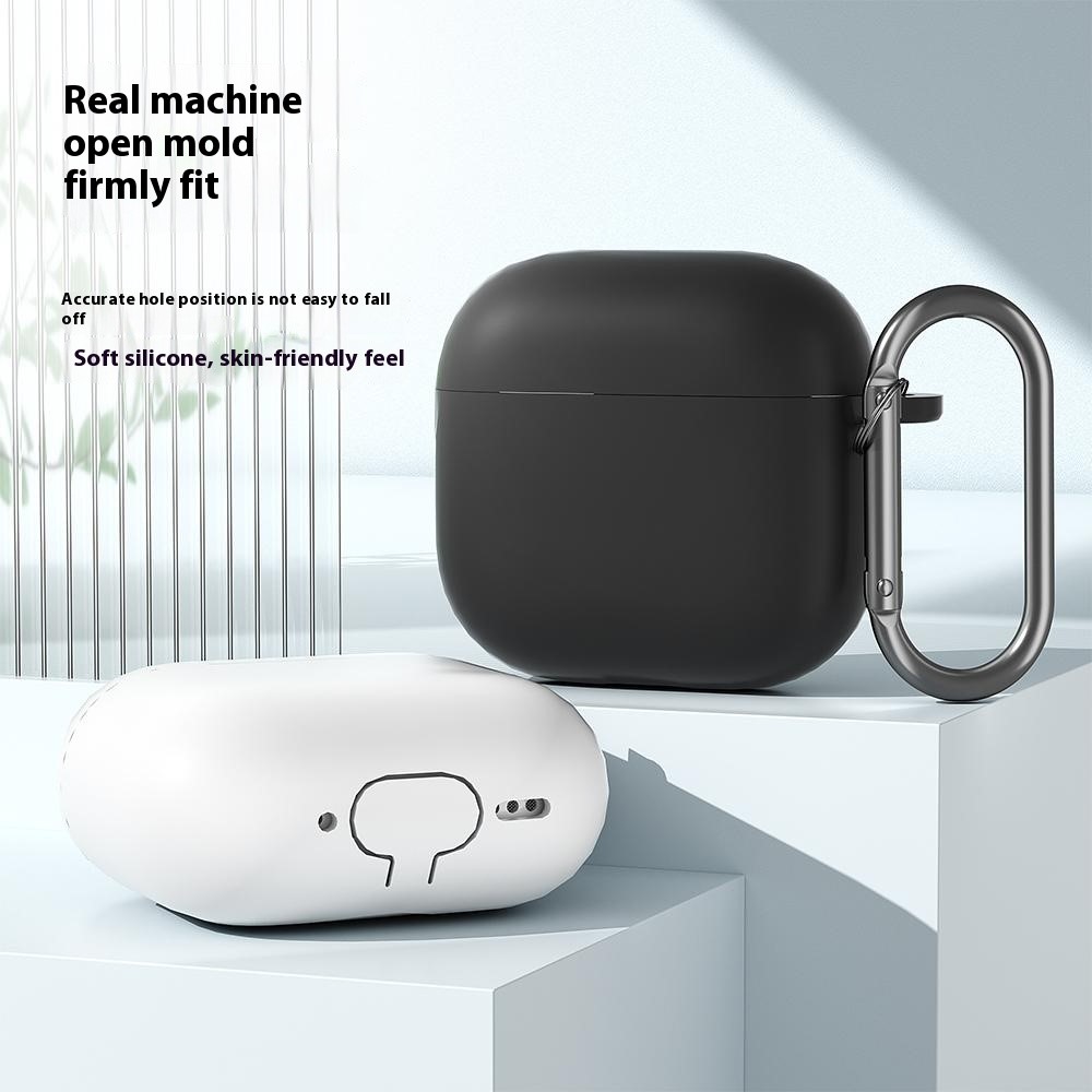  AirPods 4 Skal Med Karbinhake Silikon Mörk Blå