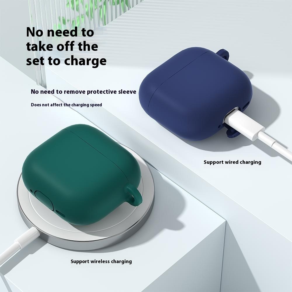  AirPods 4 Skal Med Karbinhake Silikon Mörk Blå