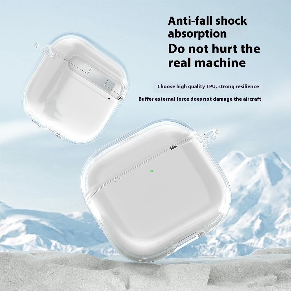  AirPods 4 Skal TPU Karbinhake Transparent