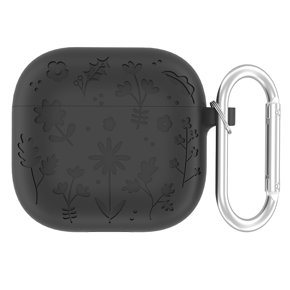  AirPods 4 Skal Med Motiv Blommor Silikon Svart