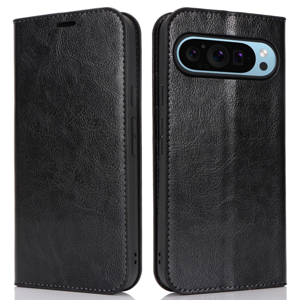  Google Pixel 9 Pro XL Fodral Crazy Horse Läder Svart