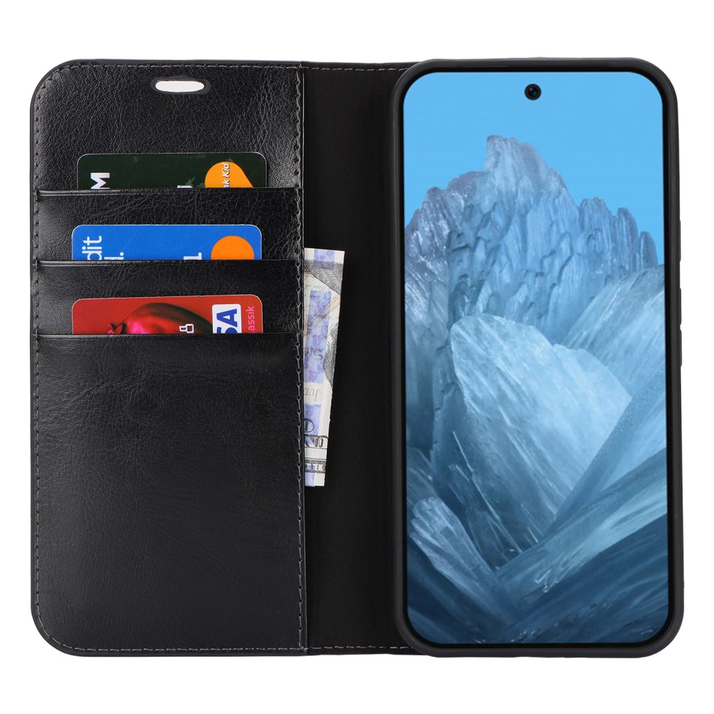 Google Pixel 9 Pro XL Fodral Crazy Horse Läder Svart