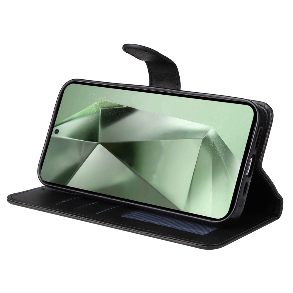  Samsung Galaxy S24 FE Plånboksfodral Läder Svart