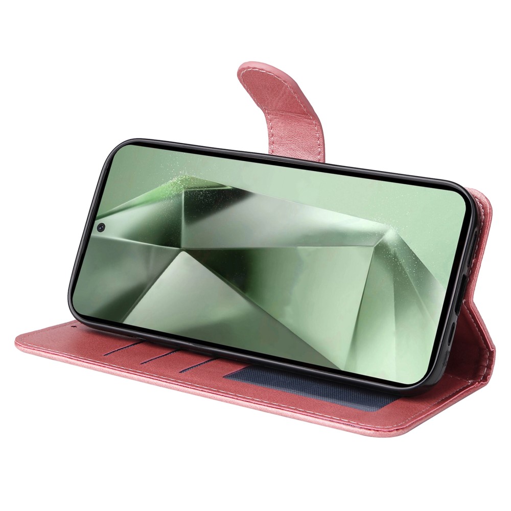  Samsung Galaxy S24 FE Plånboksfodral Läder Roséguld
