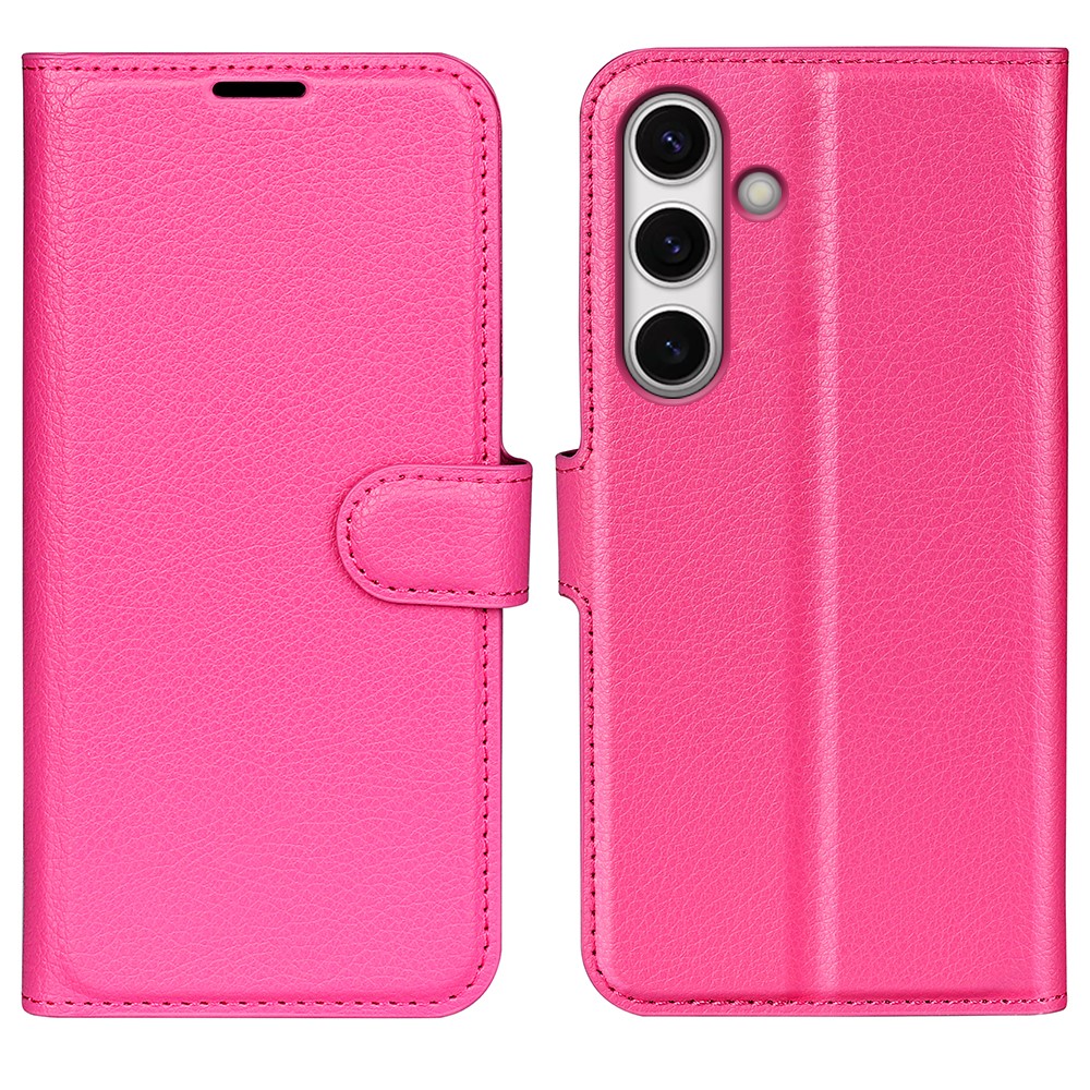  Samsung Galaxy S24 FE Fodral Litchi Läder Textur Rosa