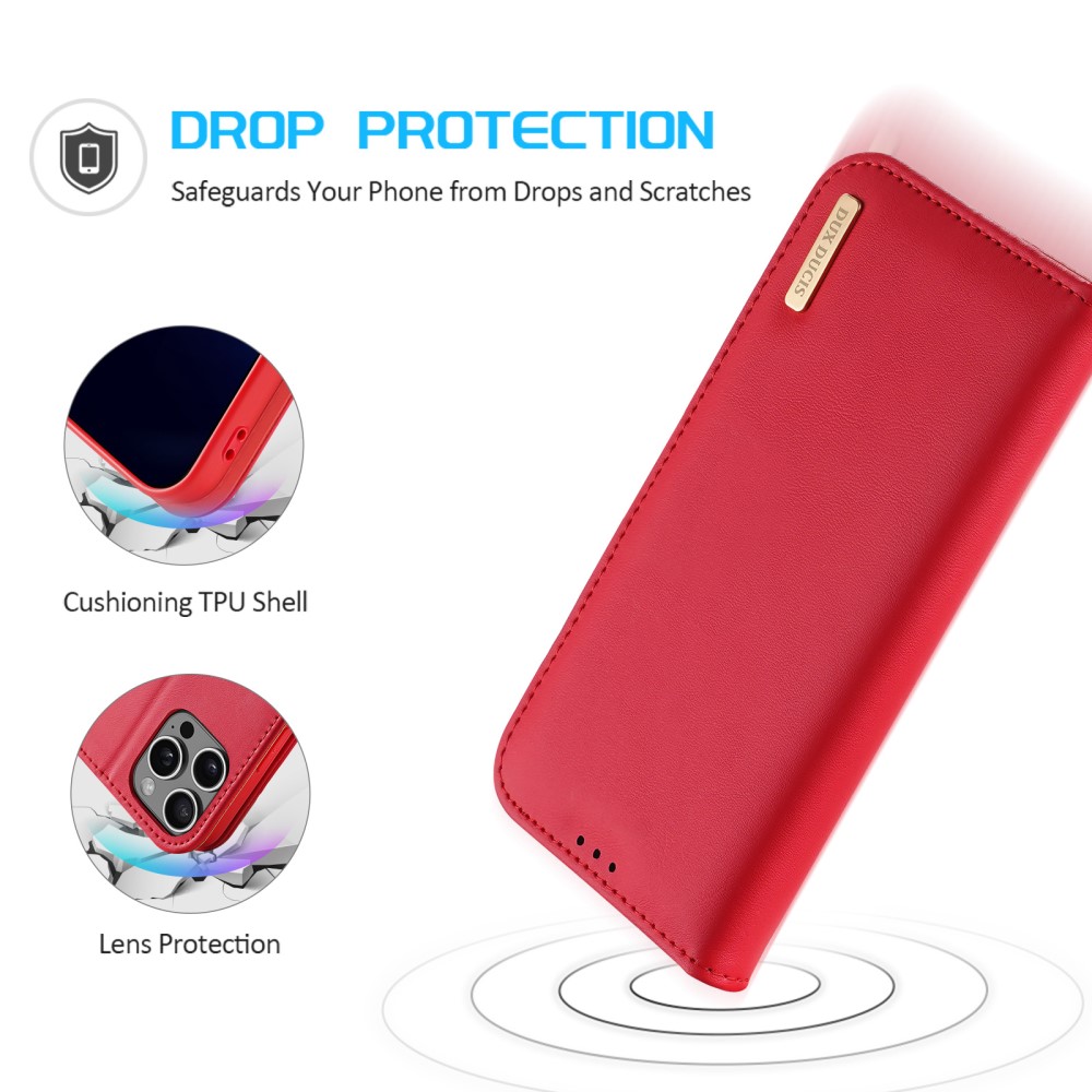 DUX DUCIS DUX DUCIS iPhone 16 Pro Max Fodral Hivo Äkta Läder Röd