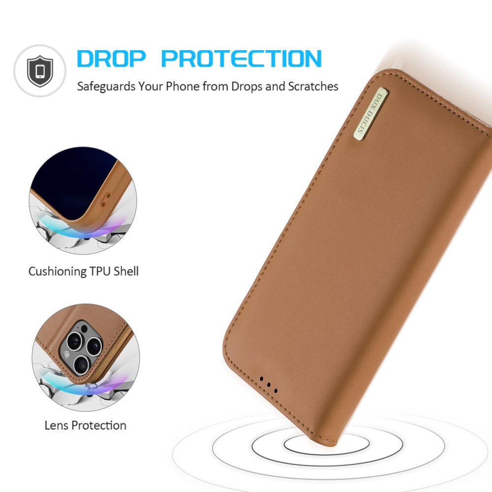 DUX DUCIS DUX DUCIS iPhone 16 Pro Fodral HIVO Äkta Läder Brun