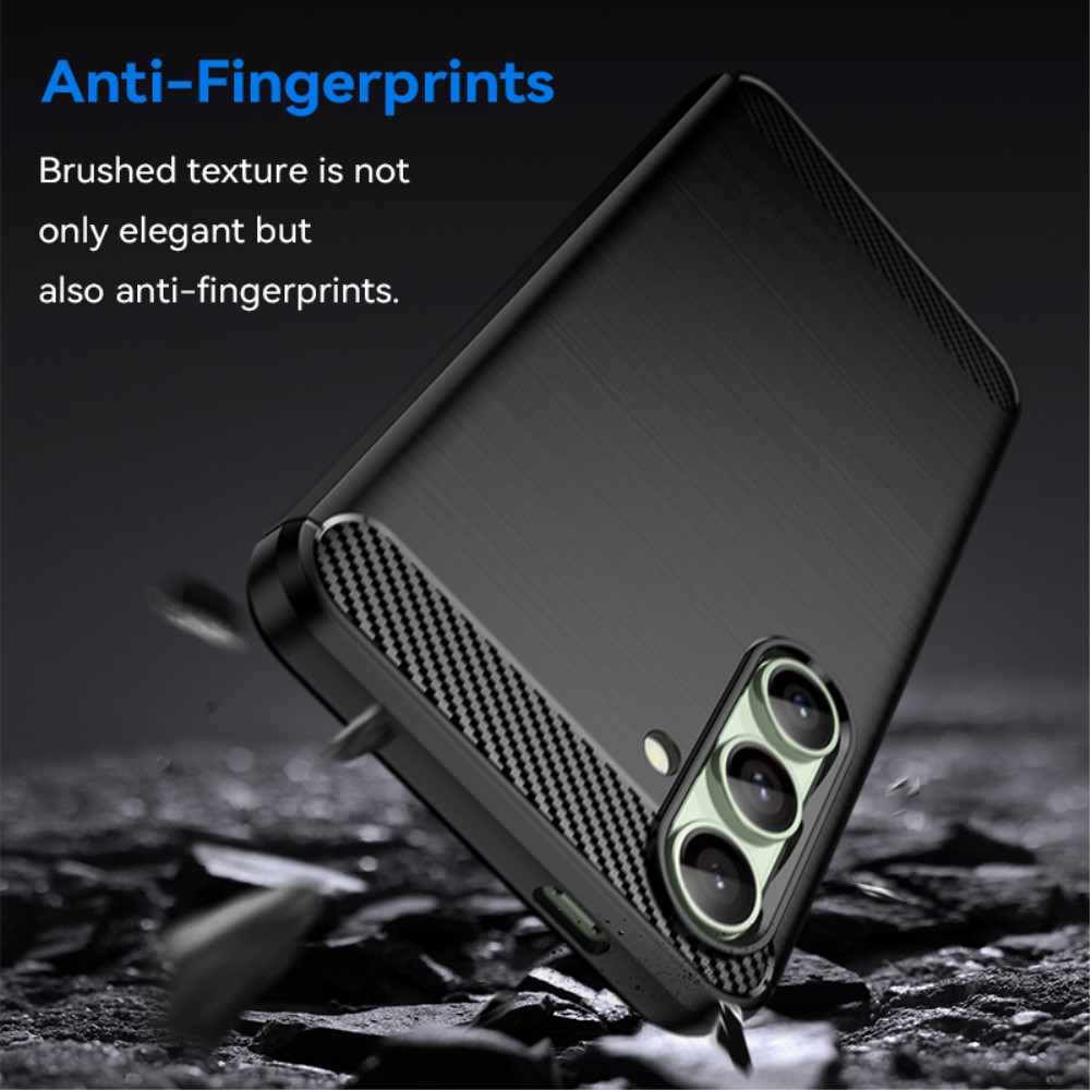  Samsung Galaxy S24 FE Skal Borstad Stål Textur Svart