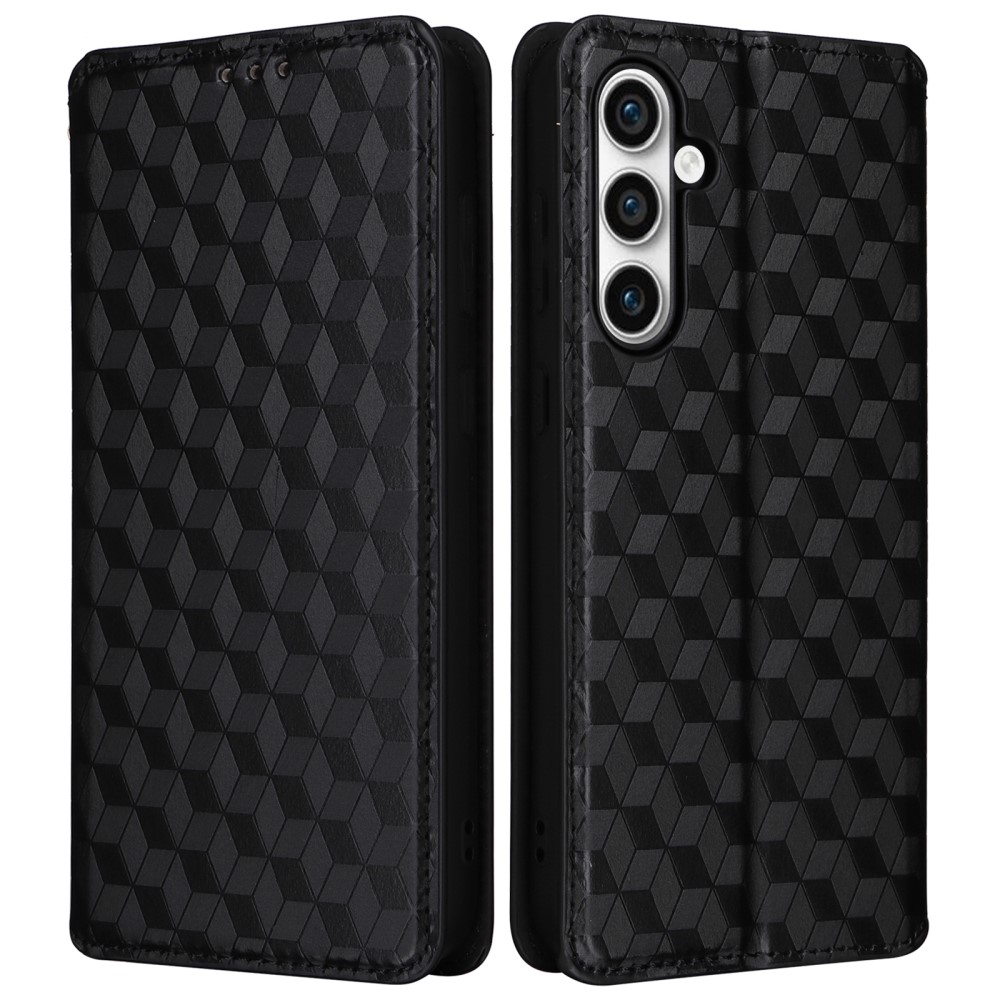  Samsung Galaxy S24 FE Fodral Läder Rhombus Svart