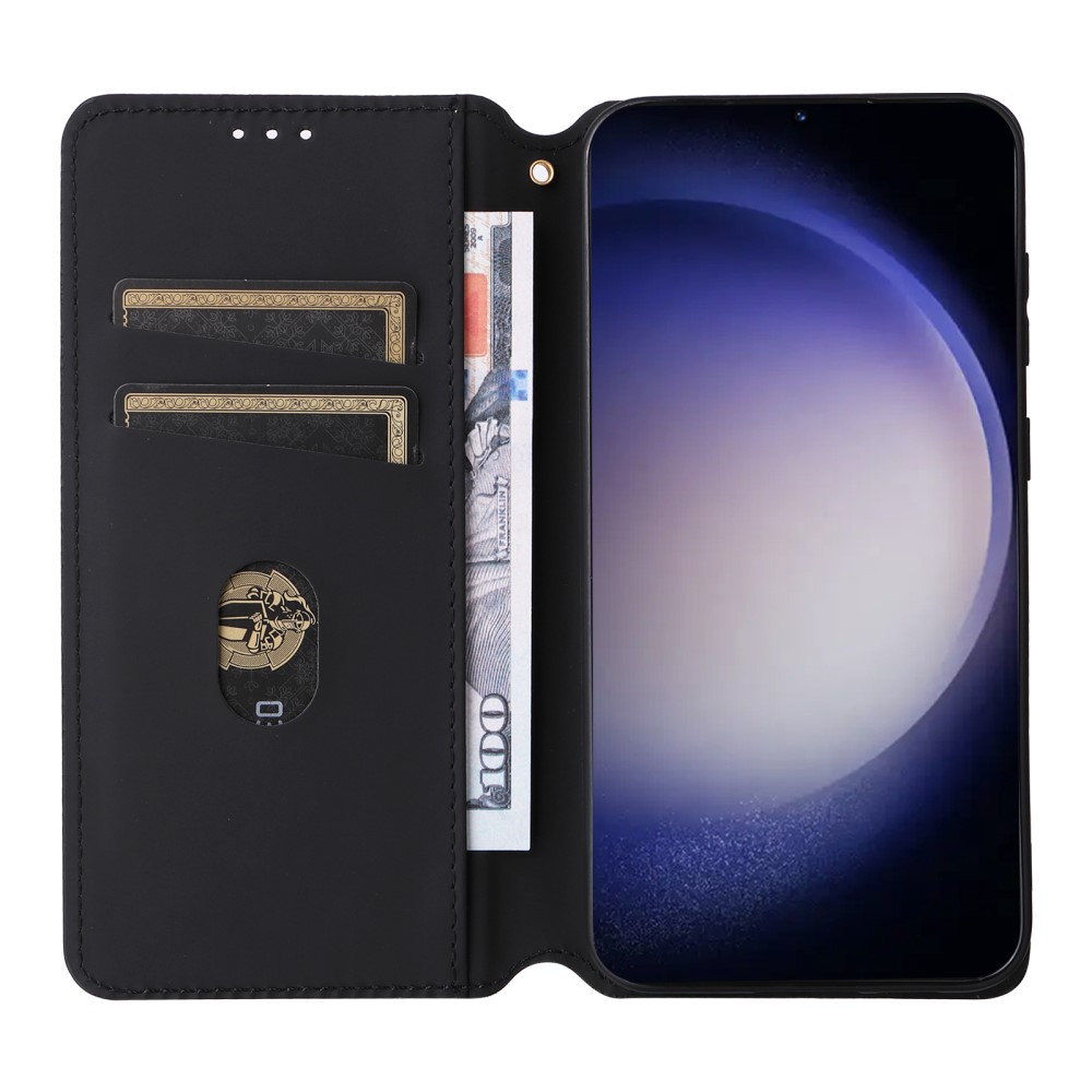  Samsung Galaxy S24 FE Fodral Läder Rhombus Svart