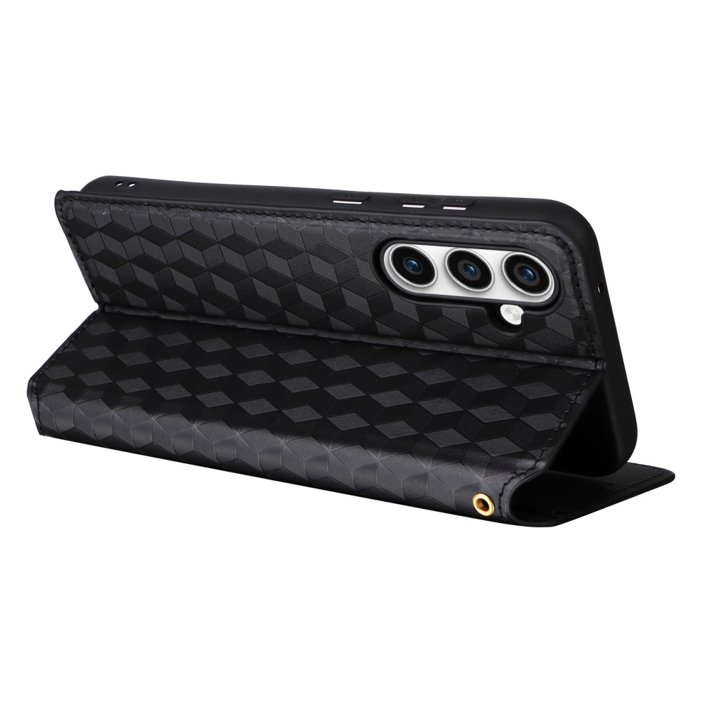  Samsung Galaxy S24 FE Fodral Läder Rhombus Svart