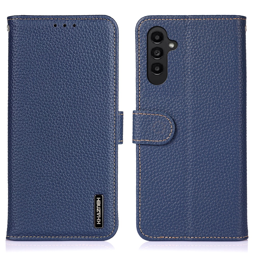 KHAZNEH KHAZNEH Samsung Galaxy S24 FE Fodral Äkta Läder Mörk Blå