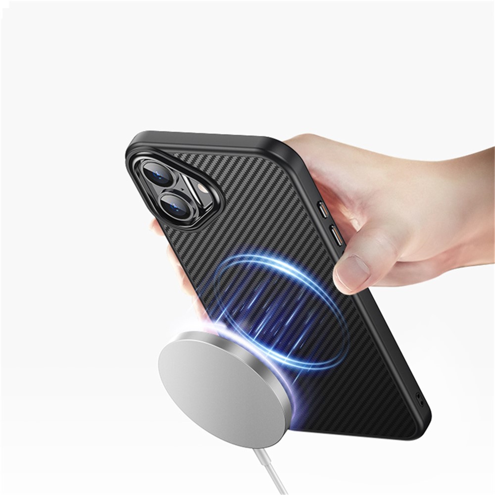  iPhone 16 Skal MagSafe Kolfiber Textur Svart
