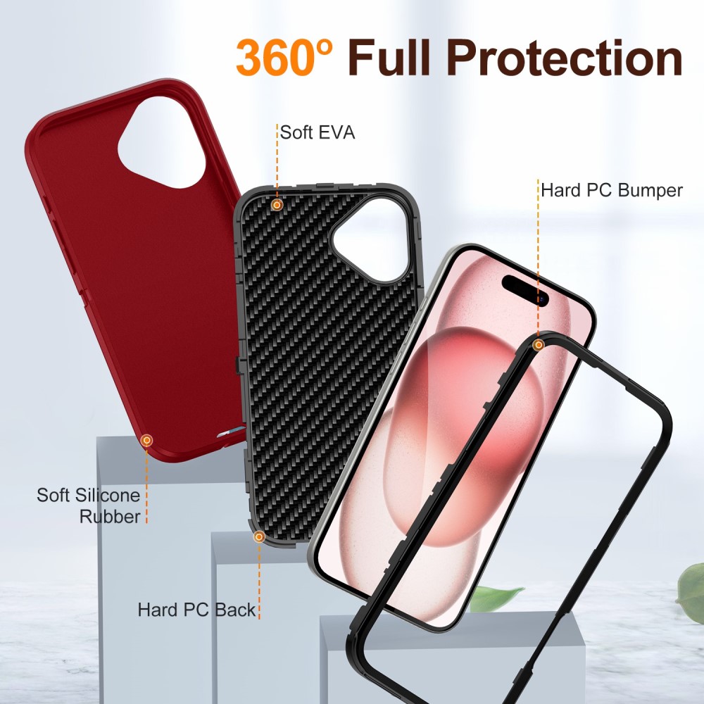  iPhone 16 Plus Skal Xtreme Shockproof Hybrid Röd