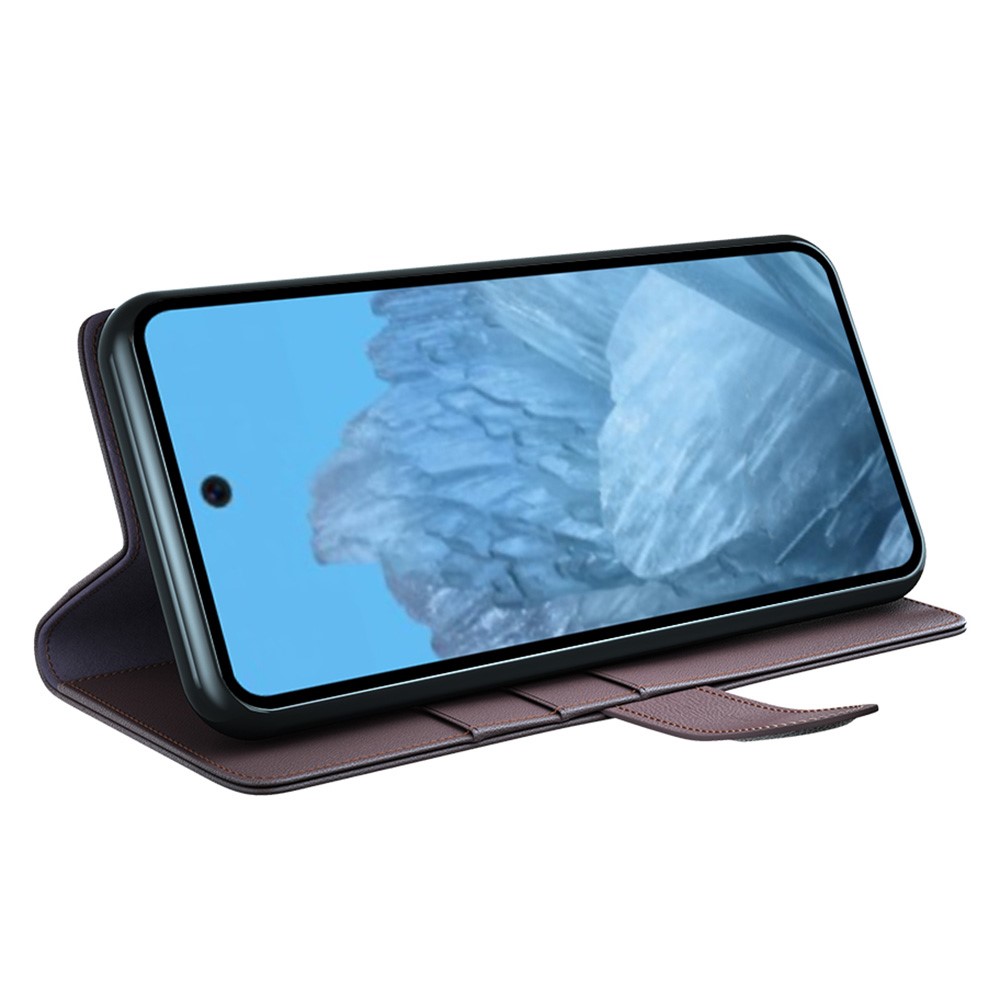  Google Pixel 9/9 Pro Fodral Premium Äkta Läder Brun